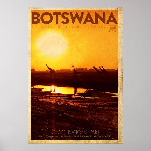 Vintages Botswana Africa Travel Poster (Vorne)