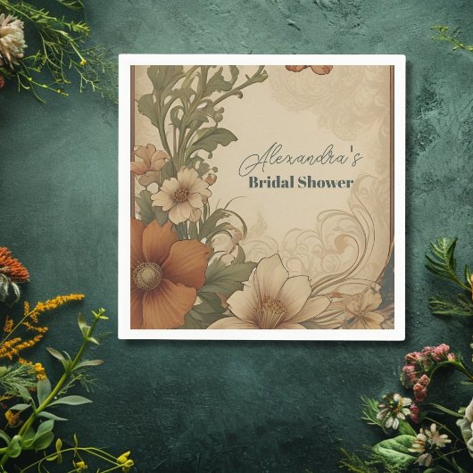 Vintages Bougainvillea Jugendstil-Brautparty Serviette