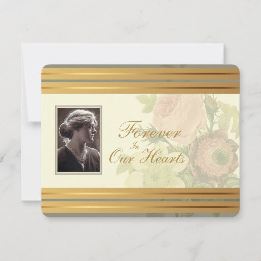 Vintages Bouquet mit Foto-Frame-Erinnerungsdienst Ankündigung (Vorderseite)