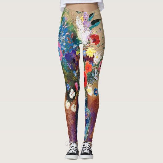 Vintages Bouquet von Blume von Odilon Redon Leggings (Vorderseite)