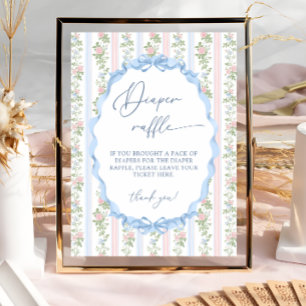 Vintages Bow Floral Baby Duschkabine Windelwanne Poster