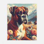 Vintages Boxer-Hundbild Fleecedecke (Vorderseite)