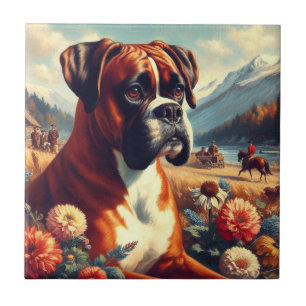 Vintages Boxer-Hundbild Fliese