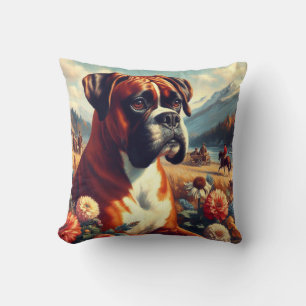 Vintages Boxer-Hundbild Kissen