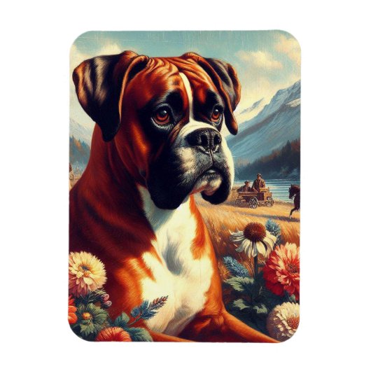 Vintages Boxer-Hundbild Magnet (Vertikal)