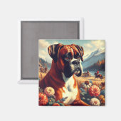 Vintages Boxer-Hundbild Magnet (Vorderseite/Rückseite)