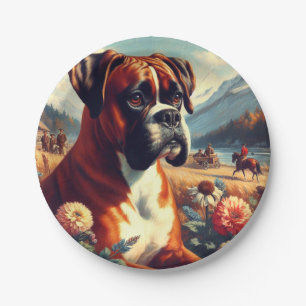Vintages Boxer-Hundbild Pappteller