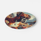 Vintages Boxer-Hundbild Pappteller (Schrägansicht)