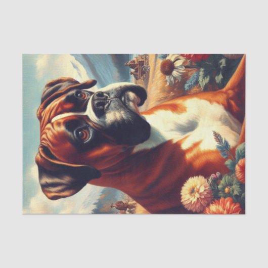 Vintages Boxer-Hundbild Seidenpapier (Vorderseite)