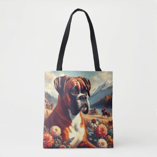 Vintages Boxer-Hundbild Tasche (Vorderseite)