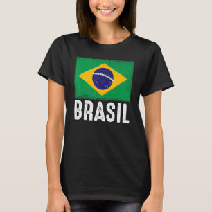 Vintages Brasilien Flag Patriotische DNA Fußball B T-Shirt
