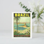 Vintages Brasilien Reiseplakat Postkarte (Stehend Vorderseite)