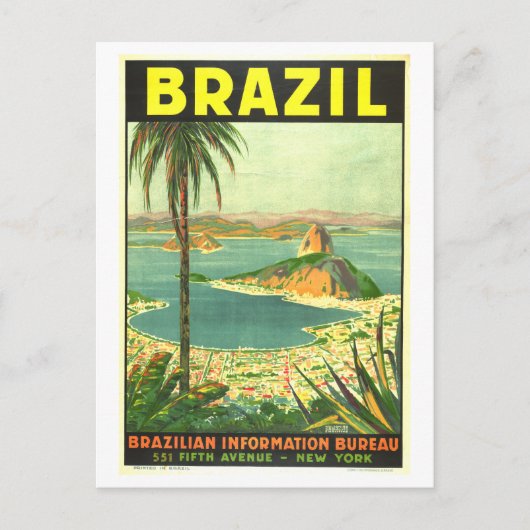 Vintages Brasilien Reiseplakat Postkarte (Vorderseite)