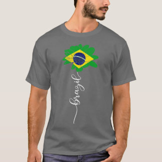Vintages Brasilien Sonnenblumen Flagge Brasilien L T-Shirt