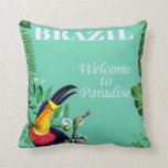 Vintages Brasilien Willkommen bei Paradise Travel Kissen<br><div class="desc">Vintages Brasilien Willkommen bei Paradise Travel</div>