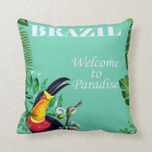 Vintages Brasilien Willkommen bei Paradise Travel Kissen