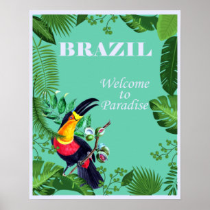 Vintages Brasilien Willkommen bei Paradise Travel Poster