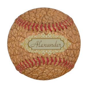 Vintages braunes Imitat Leder mit goldenem Individ Baseball