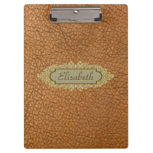 Vintages braunes Imitat Leder mit Goldenem Individ Klemmbrett