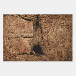 Vintages braunes Land Rustikale Grunge Baumstruktu Geschenkpapier Set