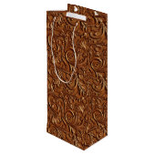 Vintages Braunleder Geschenktüte Für Weinflaschen (Rückseite Schrägansicht)