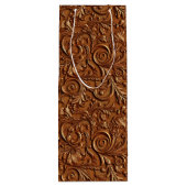 Vintages Braunleder Geschenktüte Für Weinflaschen (Rückseite)