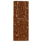 Vintages Braunleder Geschenktüte Für Weinflaschen (Vorderseite)