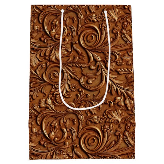 Vintages Braunleder Mittlere Geschenktüte (Rückseite)