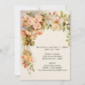 Vintages Brautparty Antiquitäten Rose Blume Floren Einladung (Rückseite)