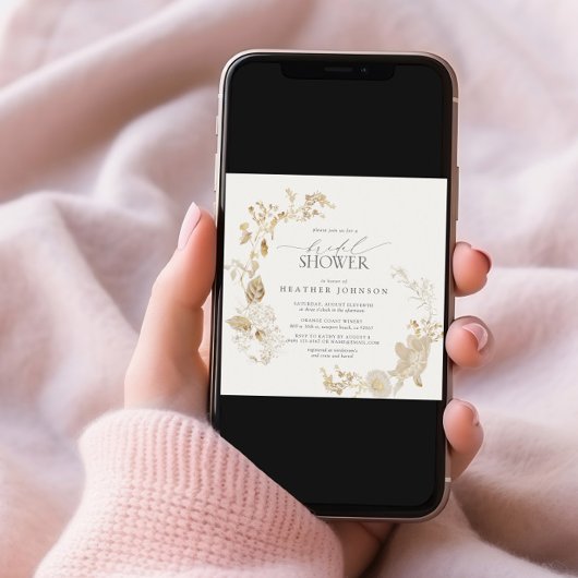 Vintages Brautparty aus der Wildblume Einladung