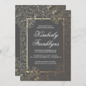 Vintages Brautparty aus Gold und Grau Einladung (Vorne/Hinten)