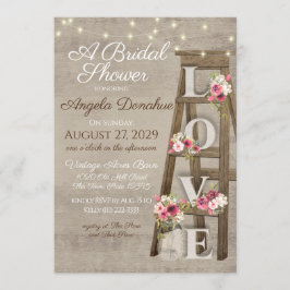 Vintages Brautparty der Holzflora Einladung