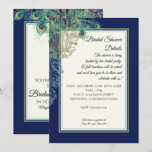 Vintages Brautparty der Peacock Feathers Einladung