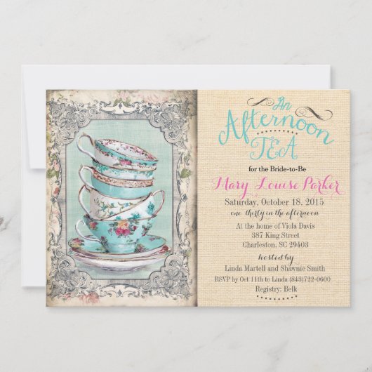 Vintages Brautparty - Einladung (Vorderseite)