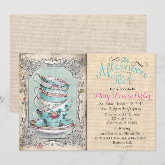 Vintages Brautparty - Einladung (Vorne/Hinten)