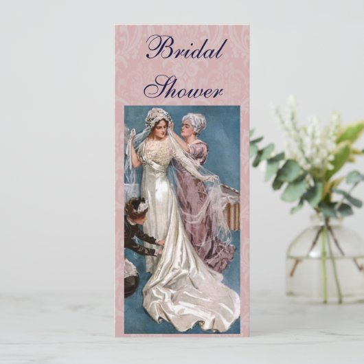 Vintages Brautparty Einladung (Stehend Vorderseite)