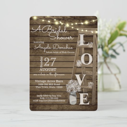 Vintages Brautparty Einladung (Stehend Vorderseite)