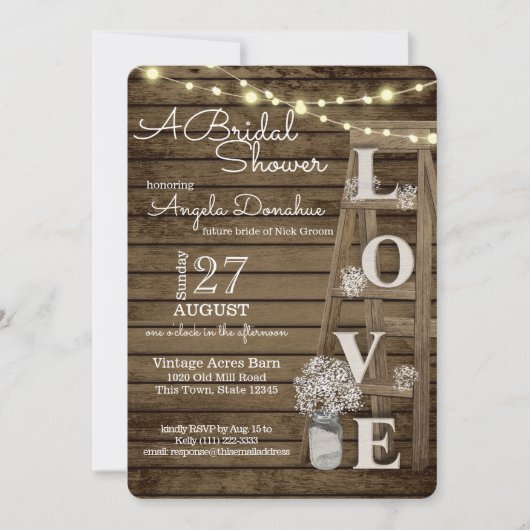 Vintages Brautparty Einladung (Vorderseite)