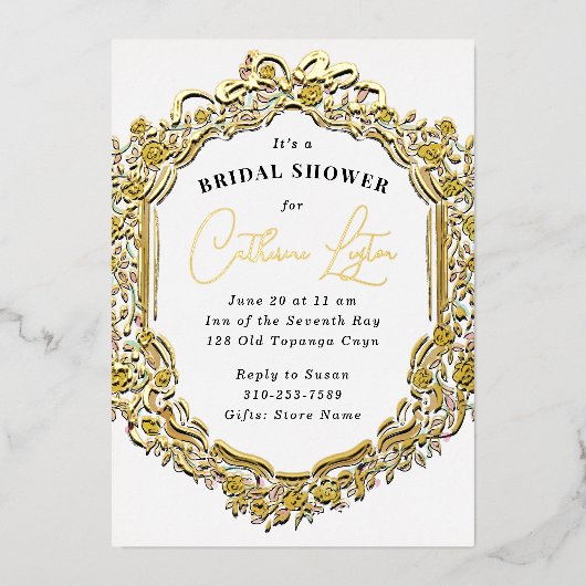 Vintages Brautparty Folieneinladung (Vorderseite)