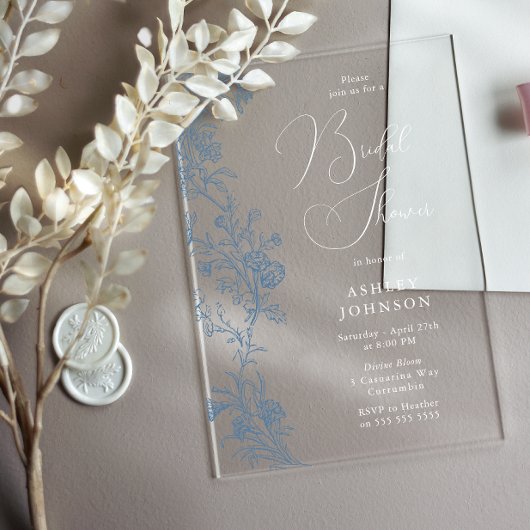 Vintages Brautparty für Elegantes Skript Acryleinladungen