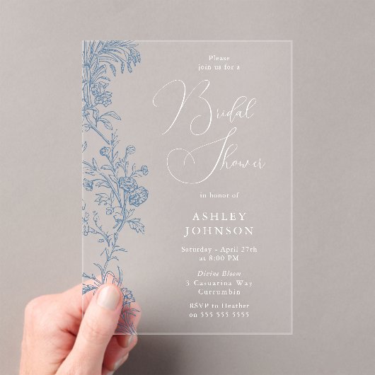 Vintages Brautparty für Elegantes Skript Acryleinladungen (Insitu (Handheld))