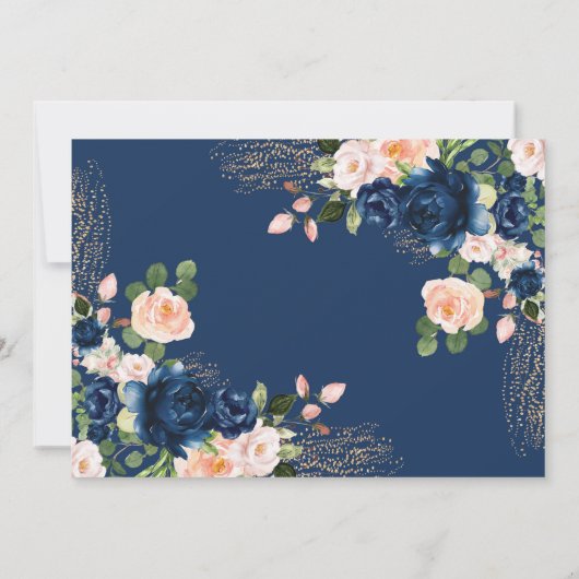 Vintages Brautparty für Navy Einladung (Rückseite)