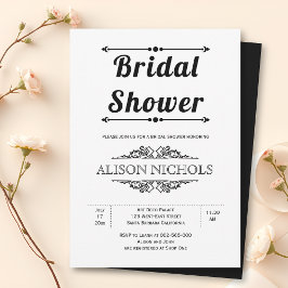 Vintages Brautparty für Schwarzweiß-Typografie Einladung