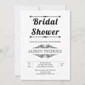 Vintages Brautparty für Schwarzweiß-Typografie Einladung (Vorderseite)