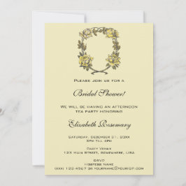 Vintages Brautparty, Gelbgarten Rose Kranz Einladung