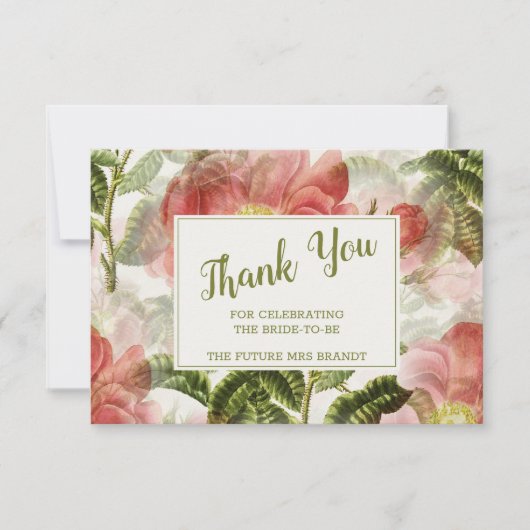 Vintages Brautparty gestrichen Dankeskarte (Vorderseite)