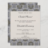Vintages Brautparty, graue Quadrate und Streifen Einladung (Vorne/Hinten)