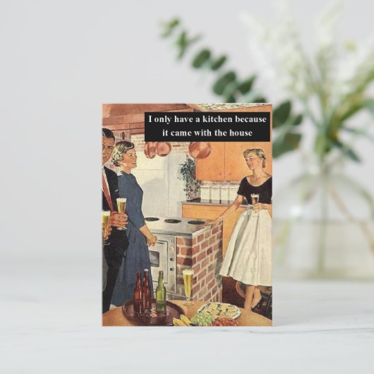 Vintages Brautparty / Haus Erwärmung Party Postkarte (Stehend Vorderseite)