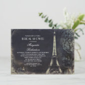 Vintages Brautparty im Pariser Eiffelturm Einladung (Stehend Vorderseite)