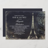 Vintages Brautparty im Pariser Eiffelturm Einladung (Vorne/Hinten)